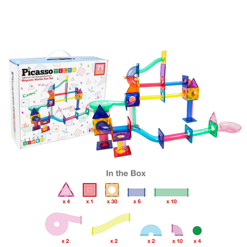 Picasso Tiles - Magnetic Marble Run - 71 Pcs