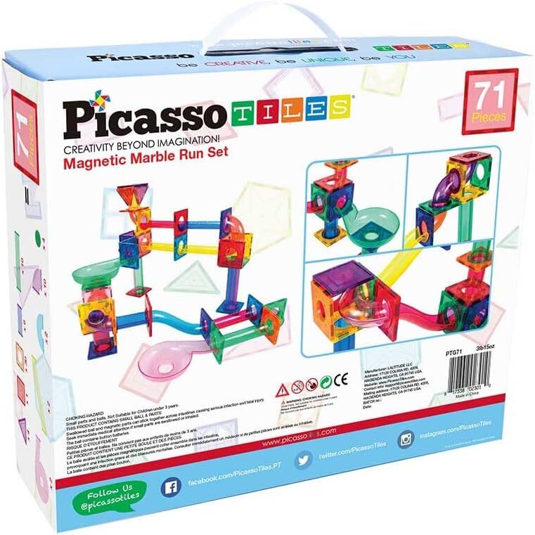Picasso Tiles - Magnetic Marble Run - 71 Pcs