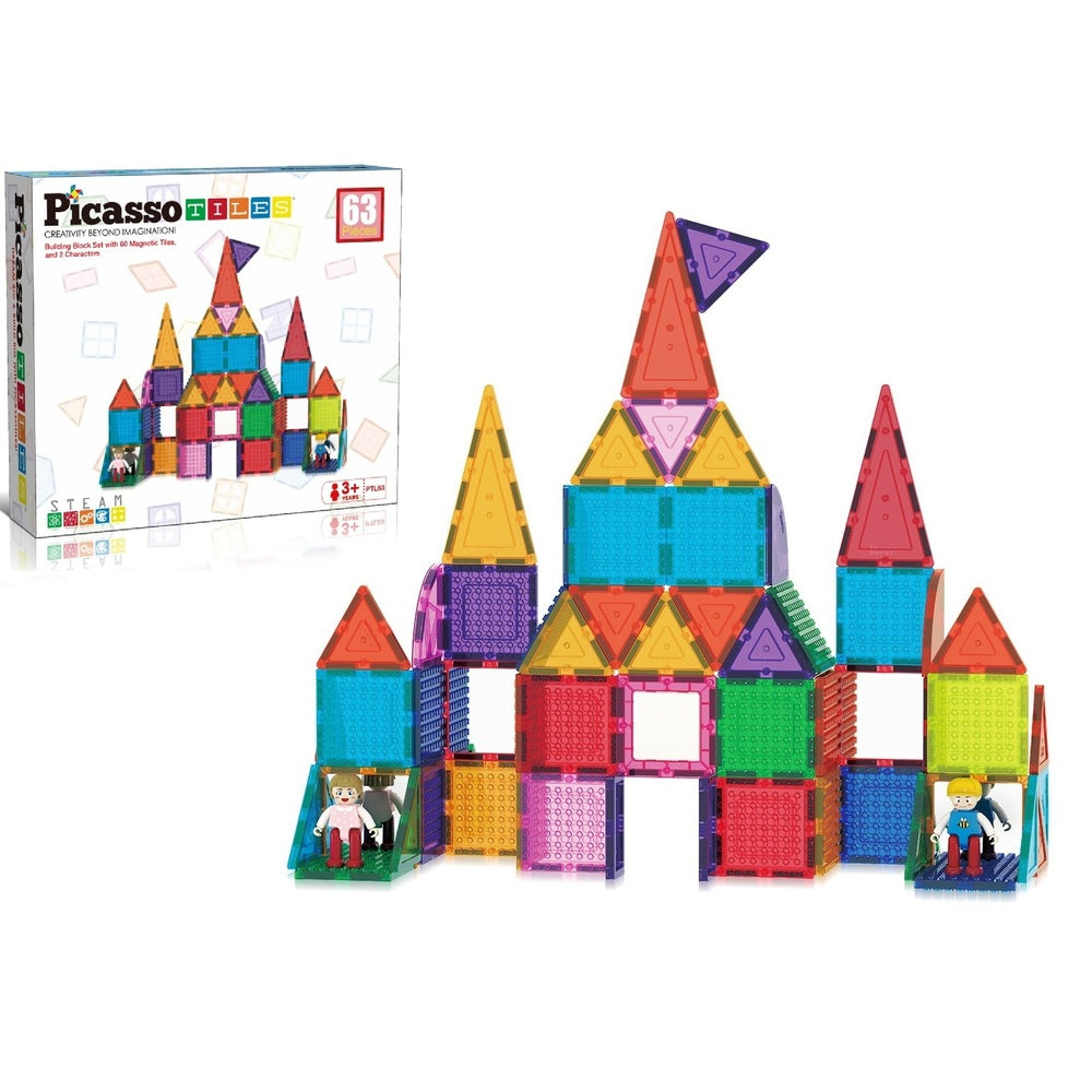 Picasso Tiles - Magnetic Bricks + Tiles - 63 Pcs
