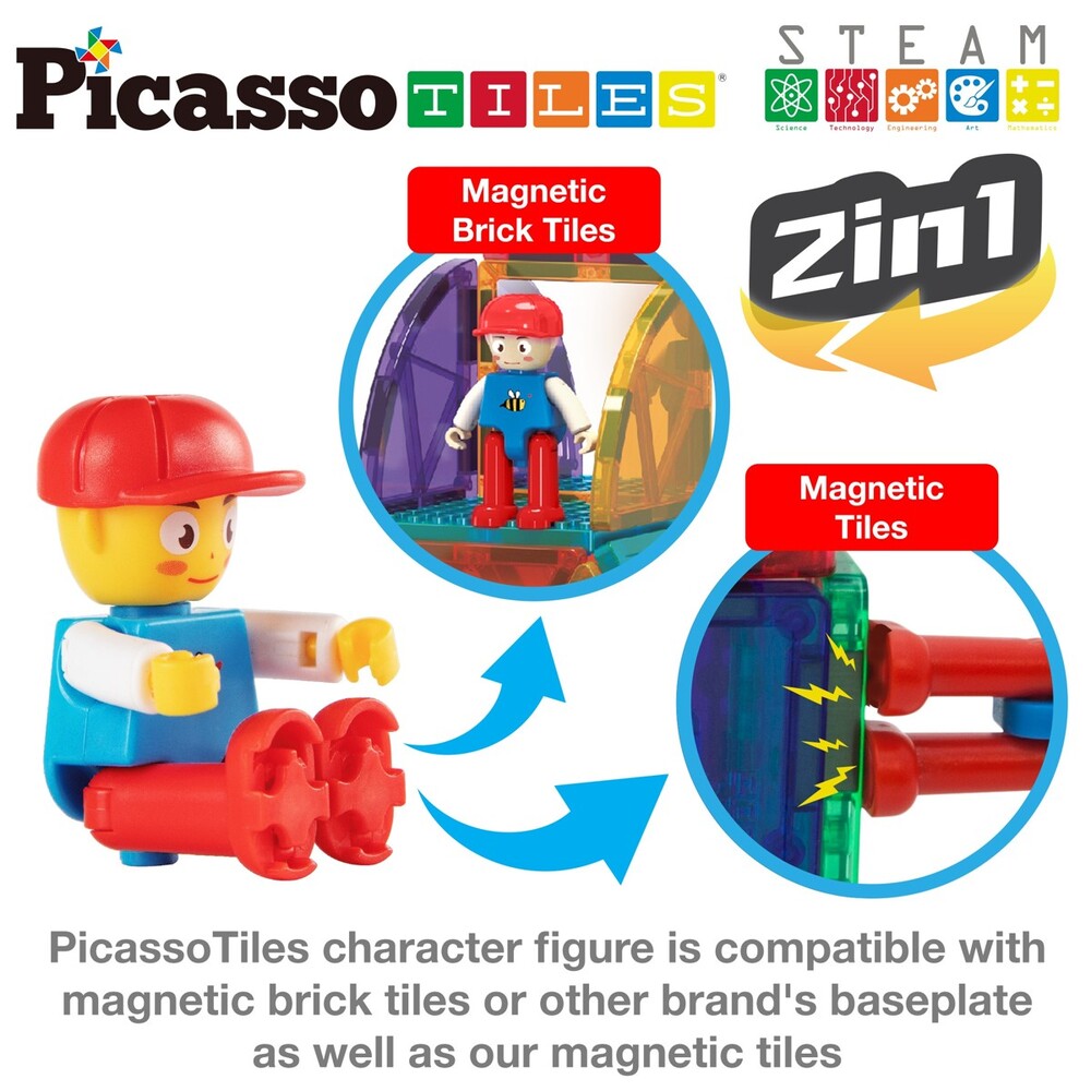 Picasso Tiles - Magnetic Bricks + Tiles - 63 Pcs