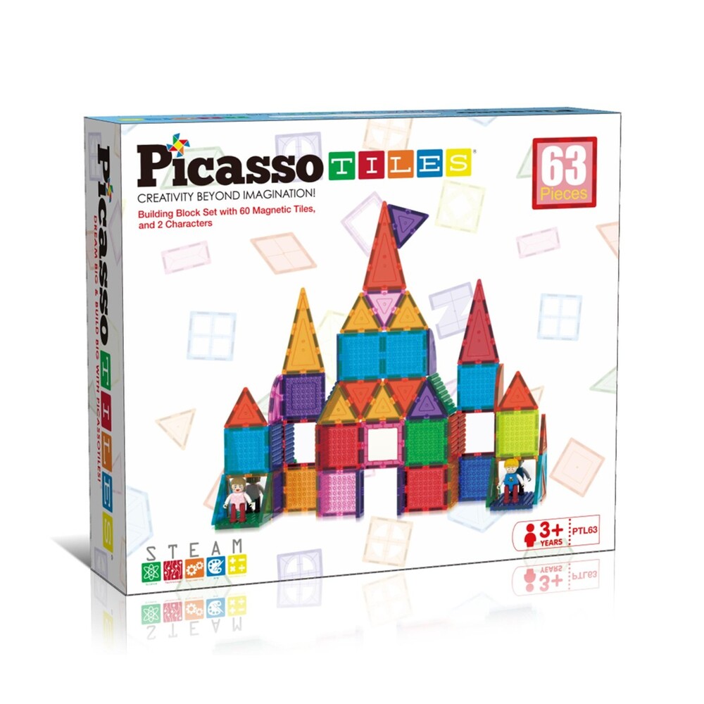 Picasso Tiles - Magnetic Bricks + Tiles - 63 Pcs