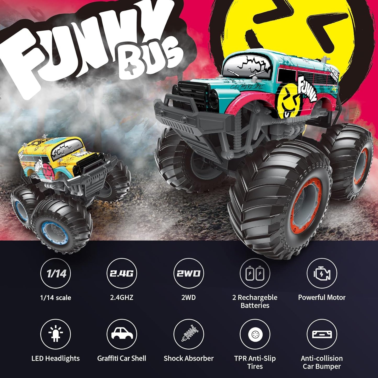 Wireless Funny Bus Stunt Truck