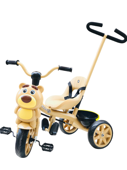 TOBBI KIDS TRICYCLE WITH LIGHT AND SOUND-BROWN