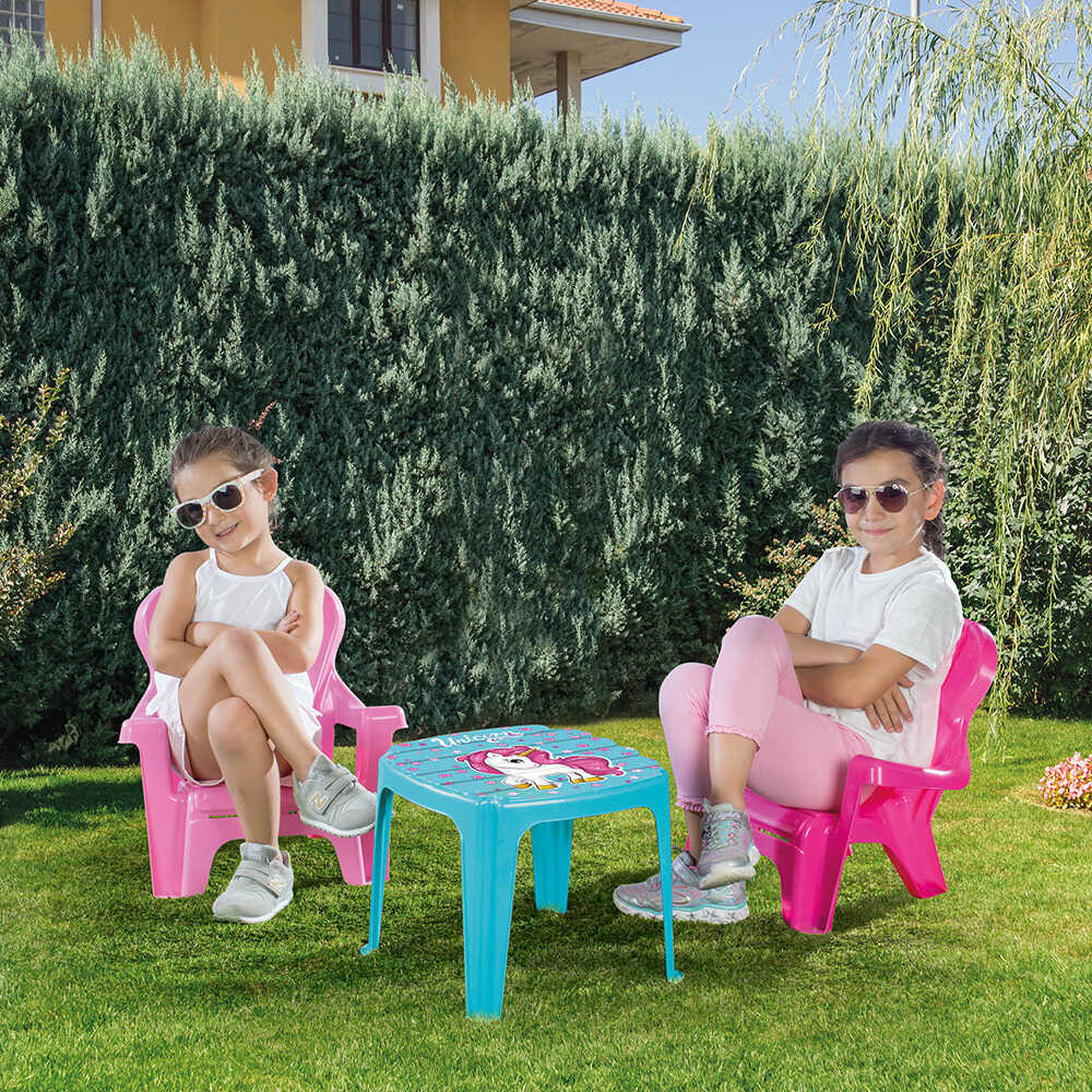 Dolu - Unicorn Table And 2 Chairs Set