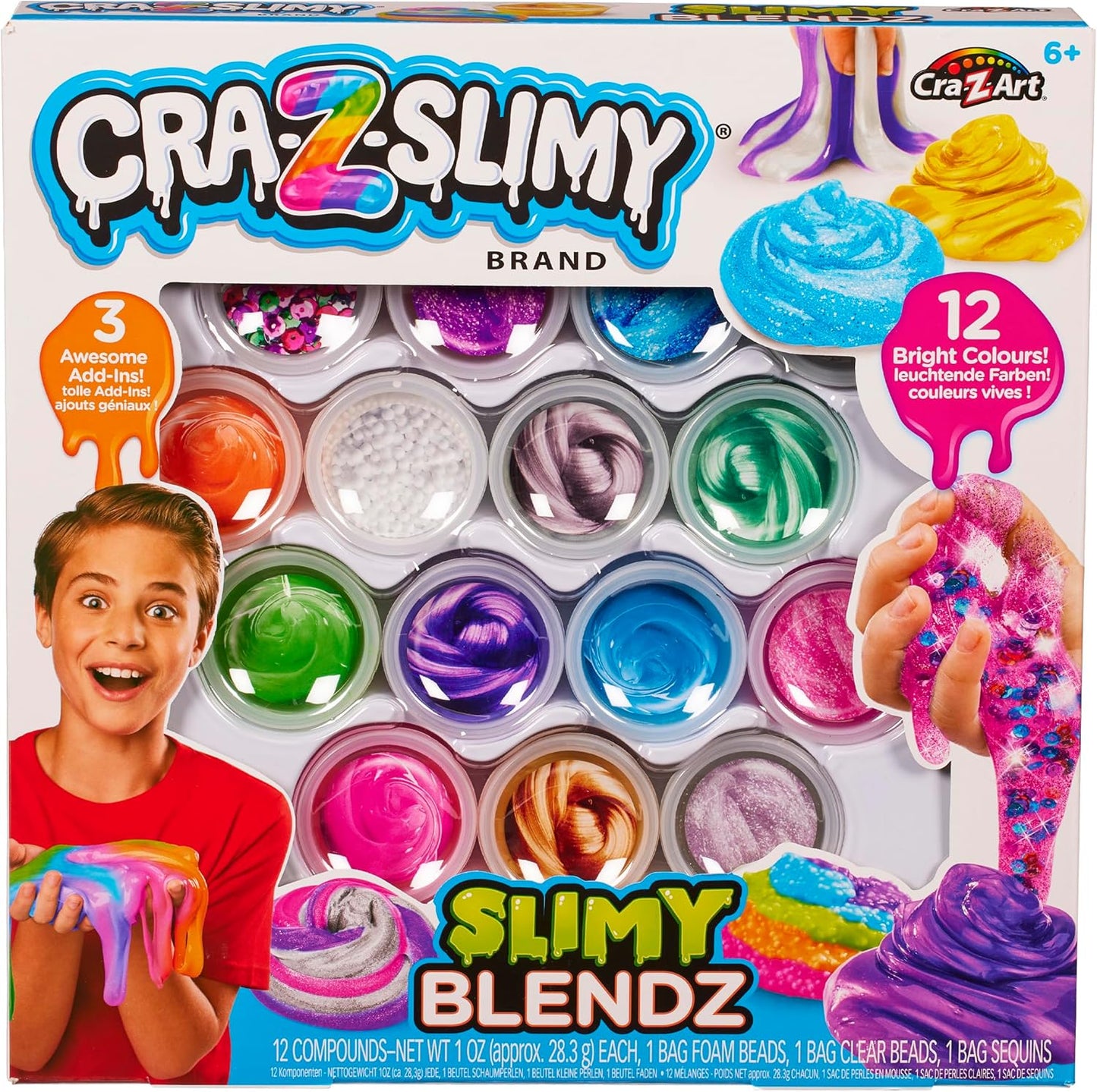 طقم سلايم Cra-Z-Slimy – 12 علبة ألوان مبهجة