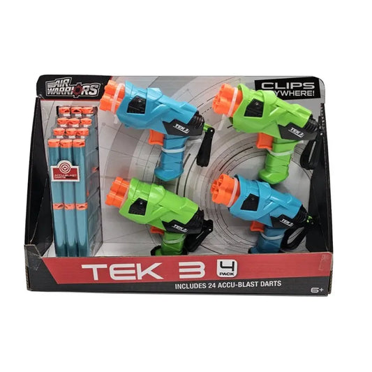 Buzz Bee Air Warriors Tek 3 Dart Blaster - 4 Pack