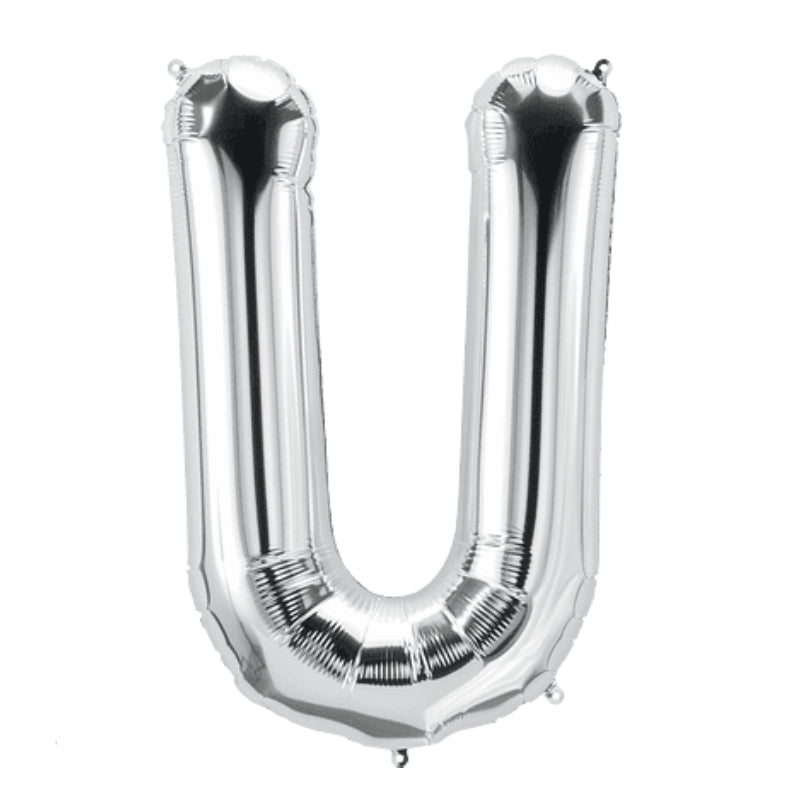 Helium Balloon Silver - Letter U