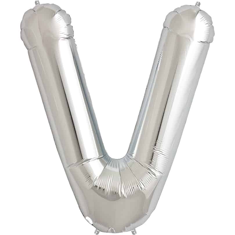 Helium Balloon Silver - Letter V