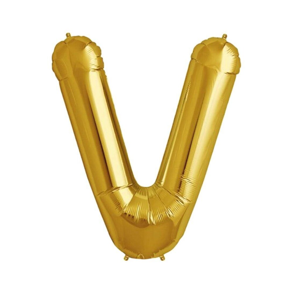 Helium Balloon - Gold - Letter V