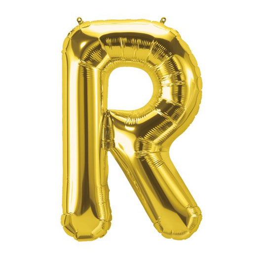 Helium Balloon - Gold - Letter R