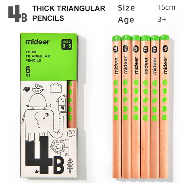 Mideer - Triangular Pencil 4B - 6 Pieces