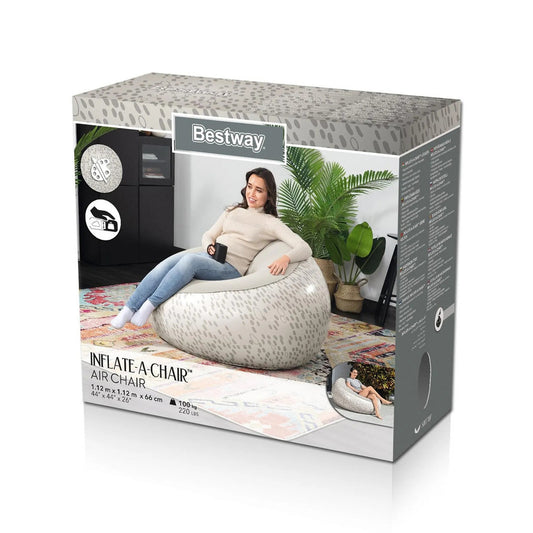 Bestway - Inflate - Air Chair - Cream Colour - 1.12M X 1.12M X 66Cm
