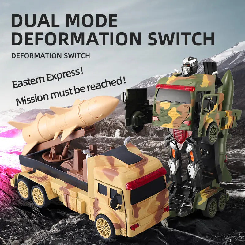 Funny Box - Rc Light Spray 2.4G Military Camouflage Transformer Car 1:12 - Yellow