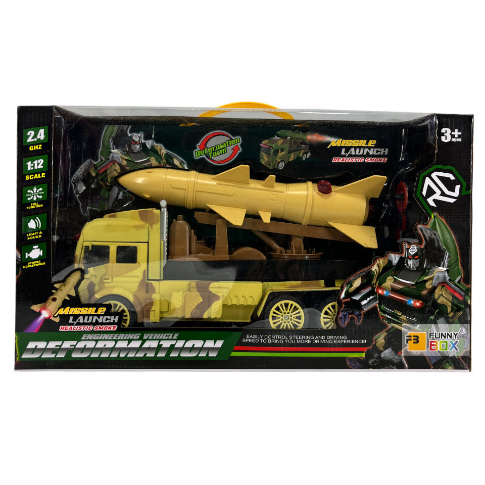 Funny Box - Rc Light Spray 2.4G Military Camouflage Transformer Car 1:12 - Yellow