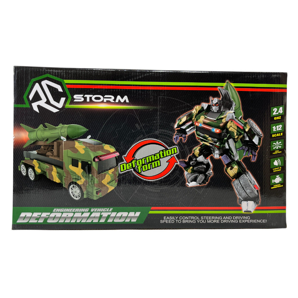 Funny Box - Rc Light Spray 2.4G Military Camouflage Transformer Car 1:12 - Yellow