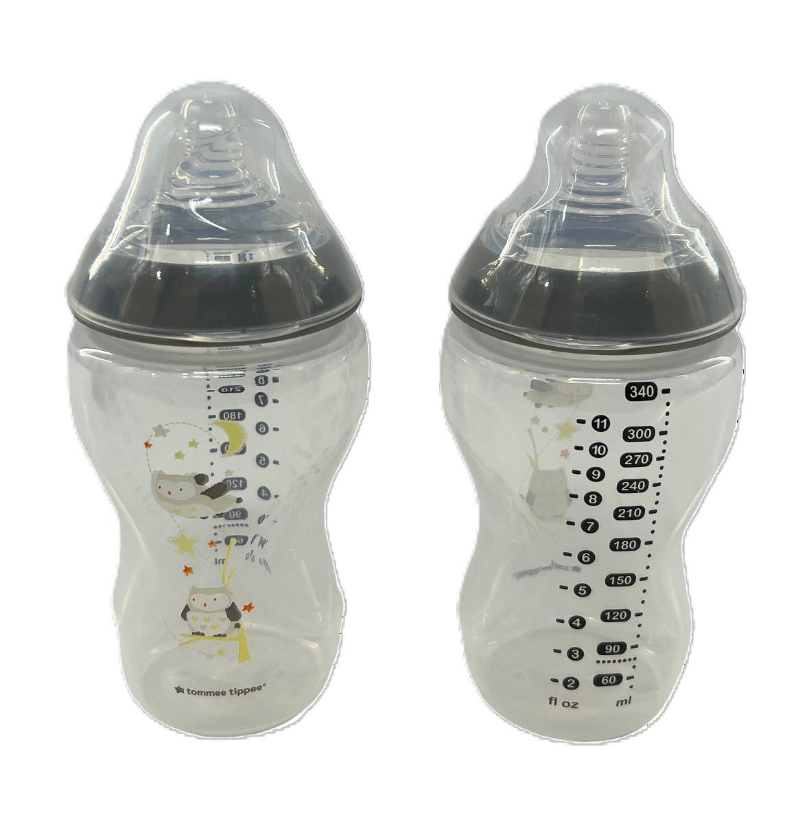 Tommee Tippee - Easi-Vent Decorative Feeding Botommee Tippeele Bpa Free 2X340Ml - Grey
