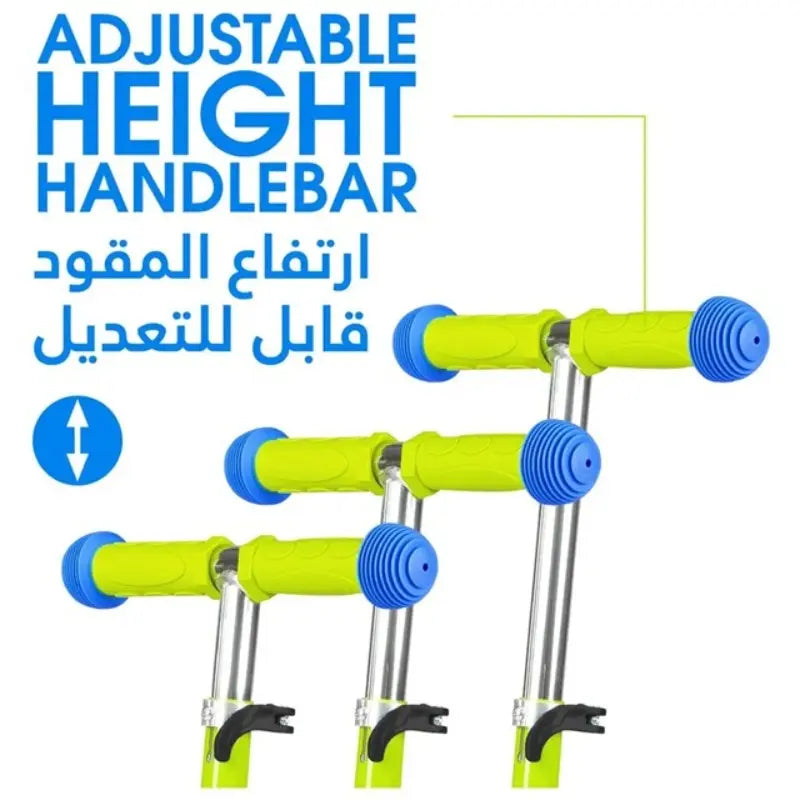 سكوتر زيكوم 3 عجلات مع خوذة – توازن وثقة للمبتدئين – أزرق/أخضر