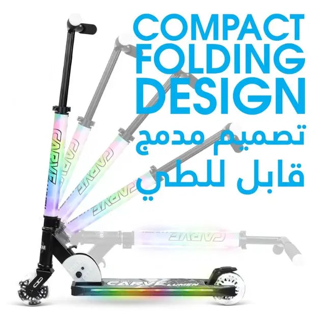 Madd Gear Carve Lumen Folding Light-Up Scooter â€“ Black & White