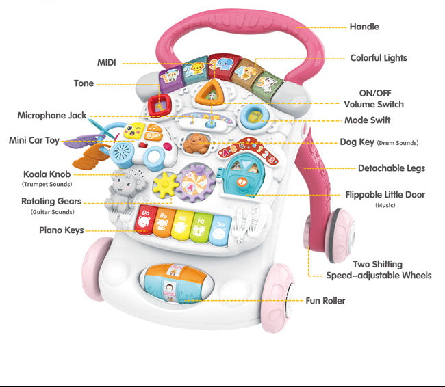 3-in-1 Multifunctional Baby Walker-Pink