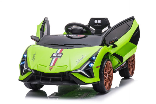 FIRST STEP Lamborghini Sian-Style 12V Kids’ Electric Ride-On Car12V battery Leather seat Foam Wheel - Green