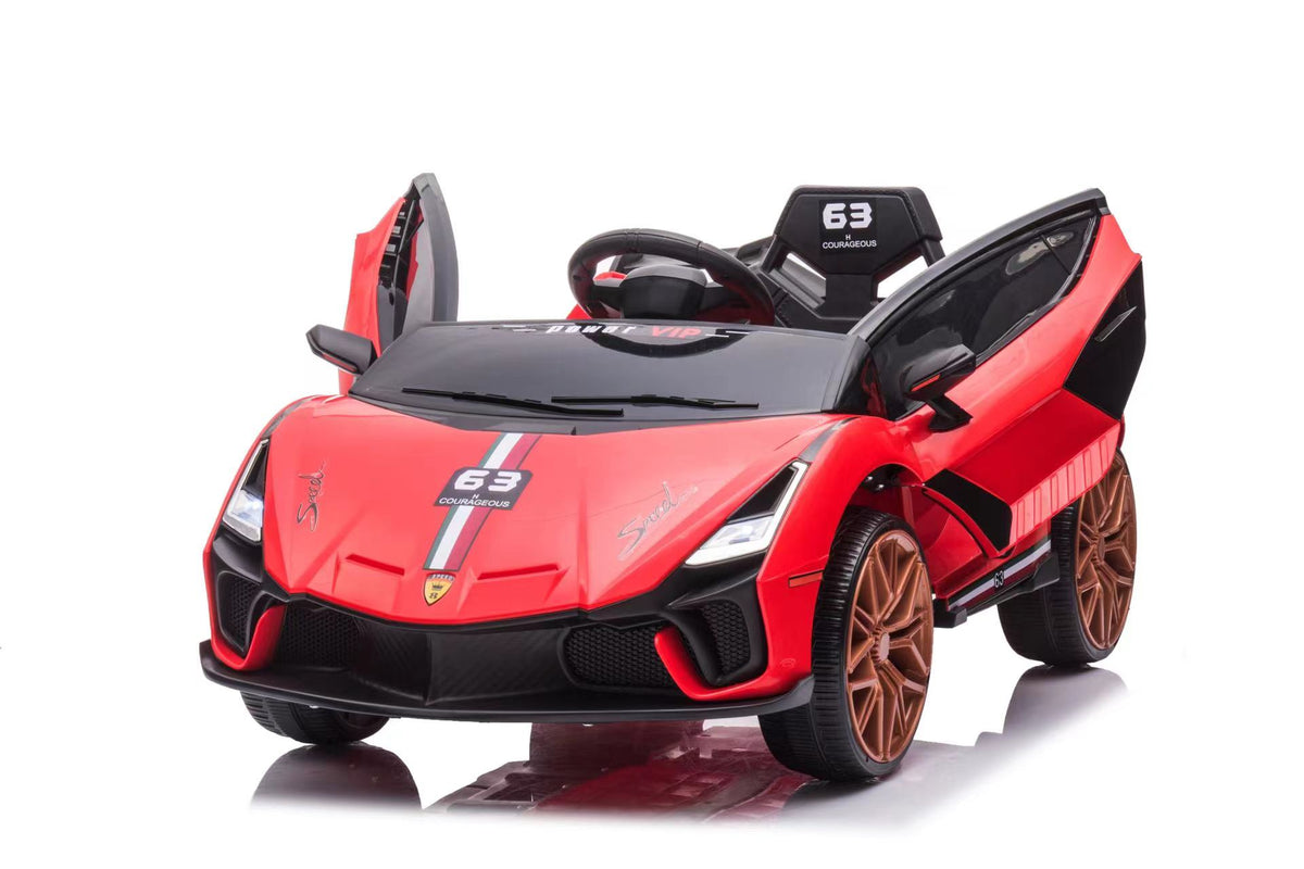 (XGZ7188F)Lamborghini Sian FKP 37 Kids' Electric Ride-On Car 12V battery Leather seat Foam wheel - Red