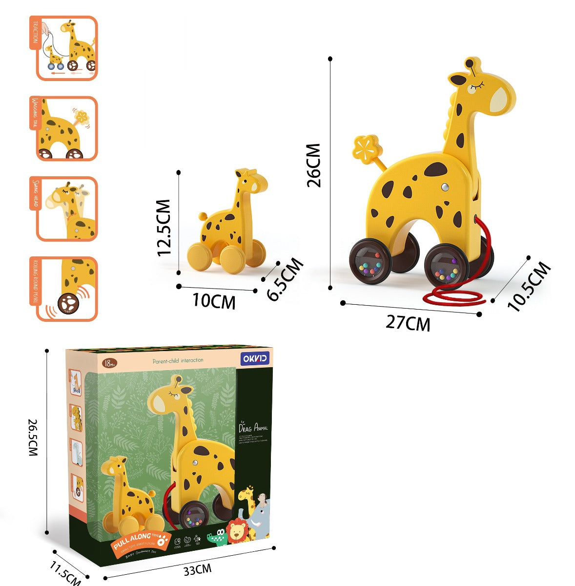 Pull Line 2 Pcs Giraffe