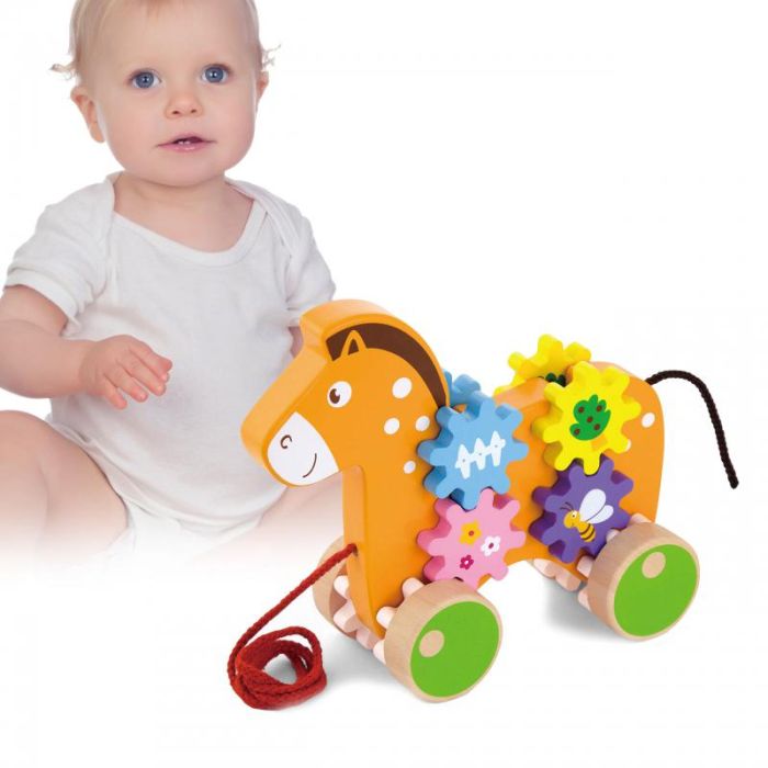 Viga - Pull Along Horse with Gears