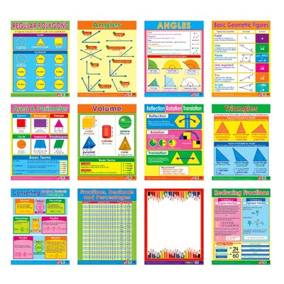 Easy 2 Learn Geometry Fraction 12 Wall Chart Pack