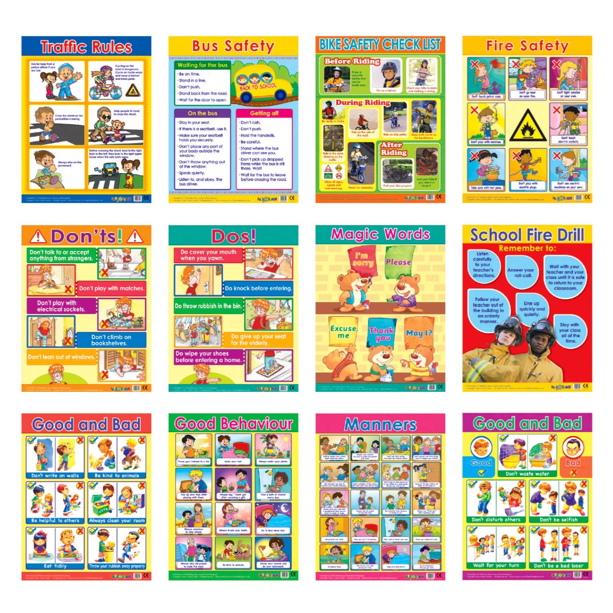 Easy 2 Learn Safety & Good Manners 12 Wall Chart Pack