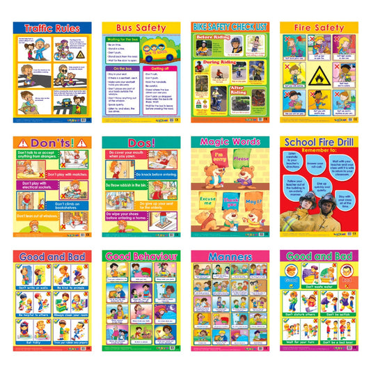 Easy 2 Learn Safety & Good Manners 12 Wall Chart Pack