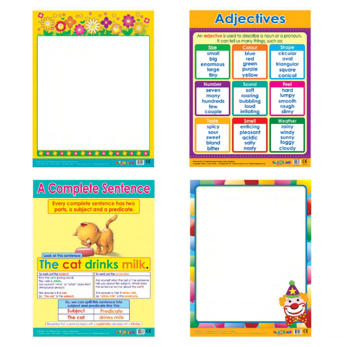Easy 2 Learn Parts Of Speech 12 Wall Chart Pack