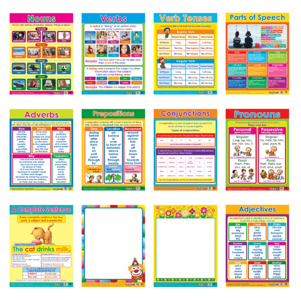 Easy 2 Learn Parts Of Speech 12 Wall Chart Pack
