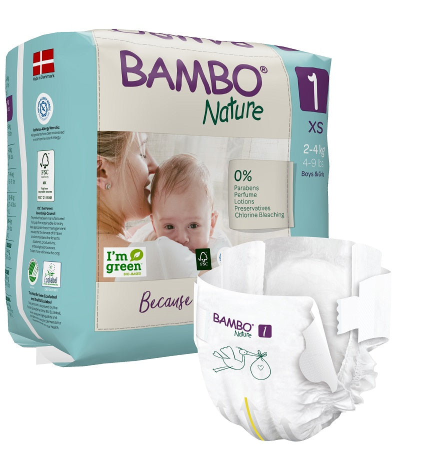 Bambo Nature Diapers Size 1 (2-4 Kg) Pack of 22pcs