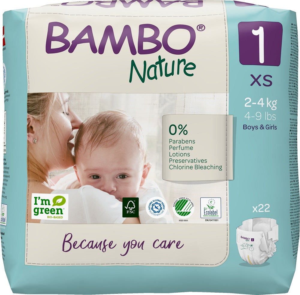 Bambo Nature Diapers Size 1 (2-4 Kg) Pack of 22pcs