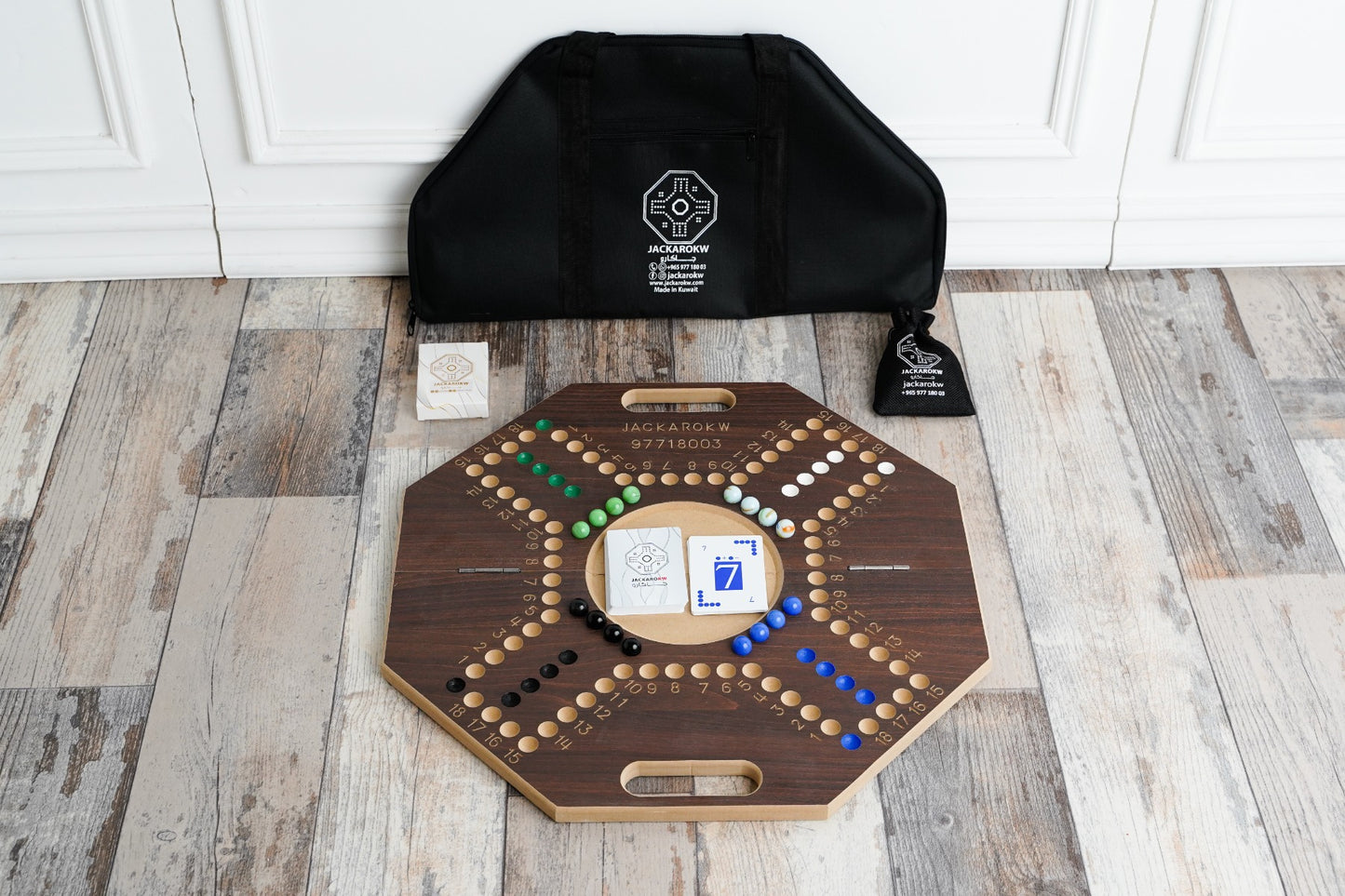 Jackaro Eight Ribs Shape Foldable & Numbered - Brown Board - 4 Players