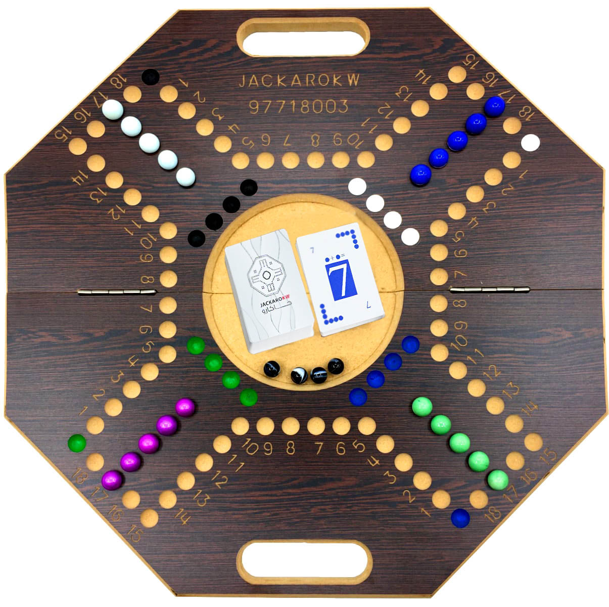 Jackaro Eight Ribs Shape Foldable & Numbered - Brown Board - 4 Players