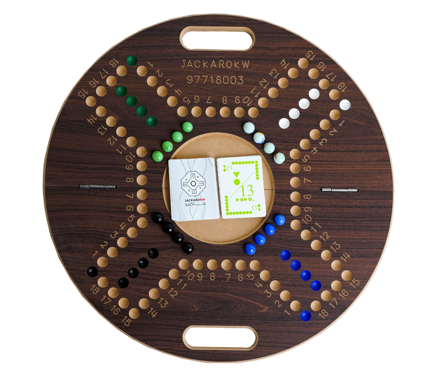 Jackaro for 4 Players Circle Shape Foldable & Numbered-Brown Board
