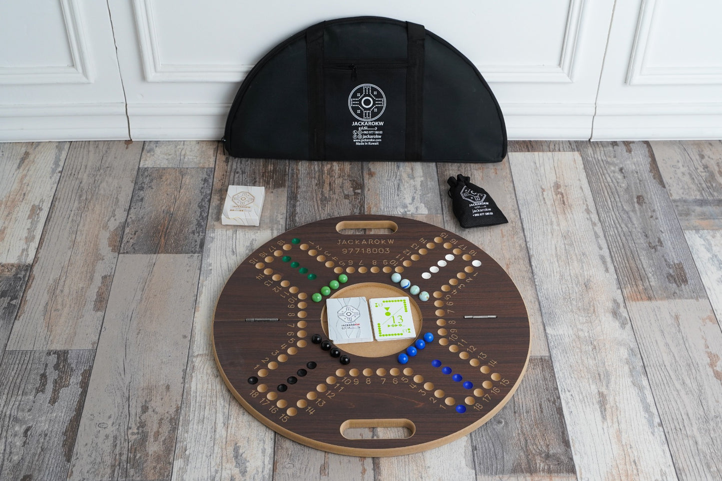 Jackaro for 4 Players Circle Shape Foldable & Numbered-Brown Board
