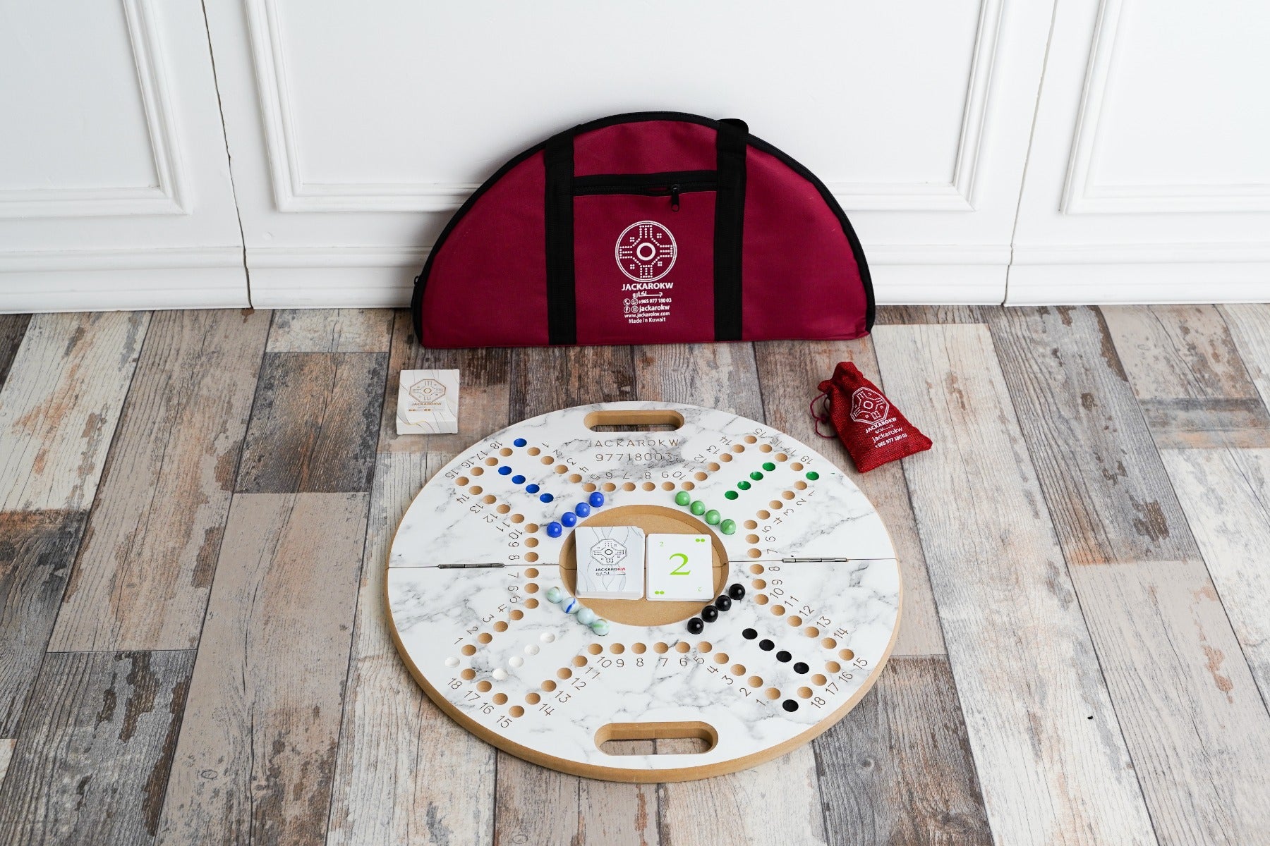 Jackaro Circle Shape Foldable & Numbered - 4 Players - Marble