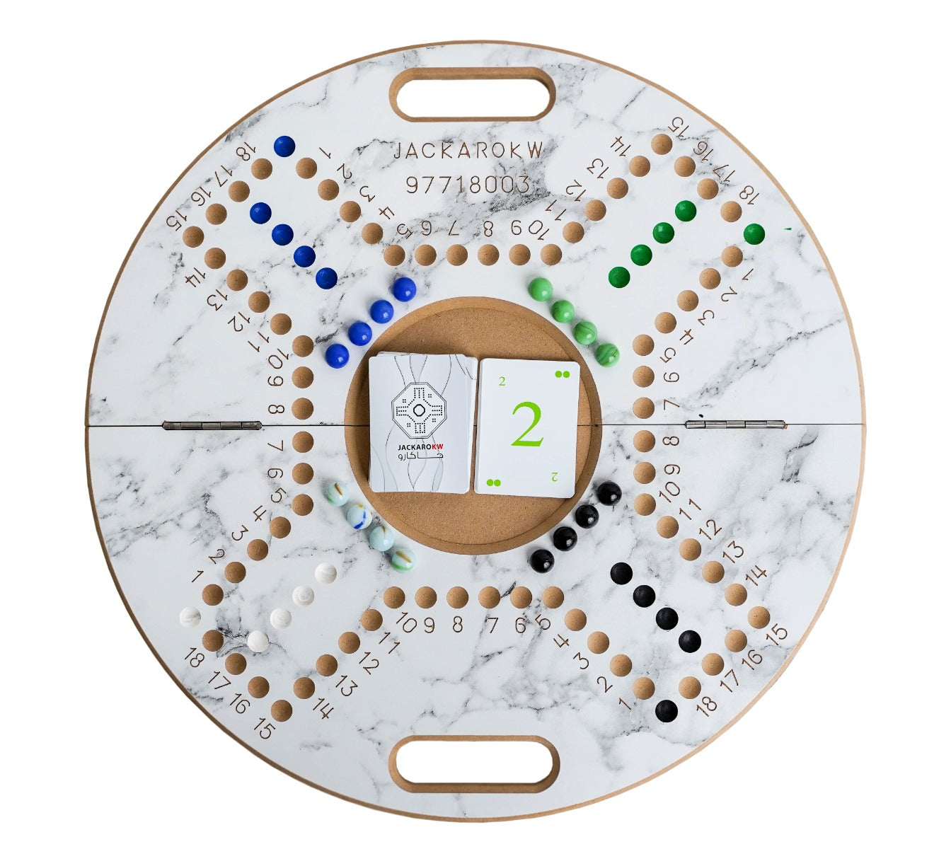 Jackaro Circle Shape Foldable & Numbered - 4 Players - Marble