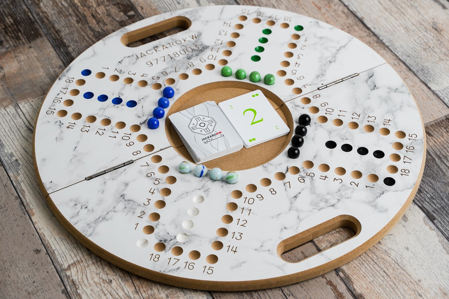 Jackaro Circle Shape Foldable & Numbered - 4 Players - Marble