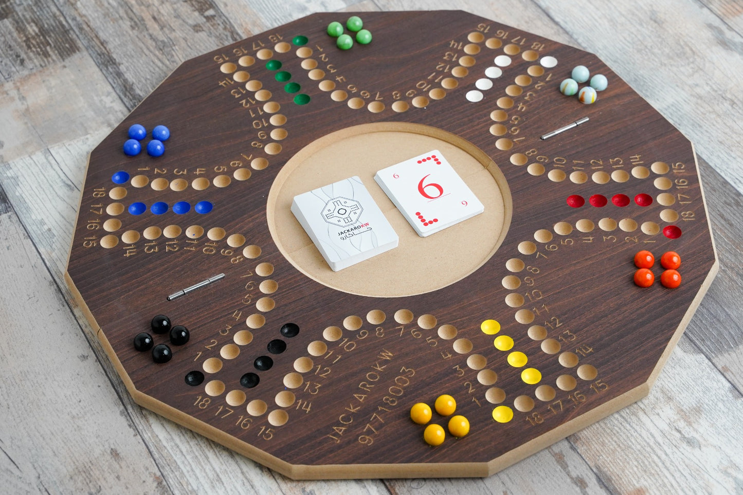 Jackaro Circle Shape Foldable & Numbered Board - 6 Players - Brown