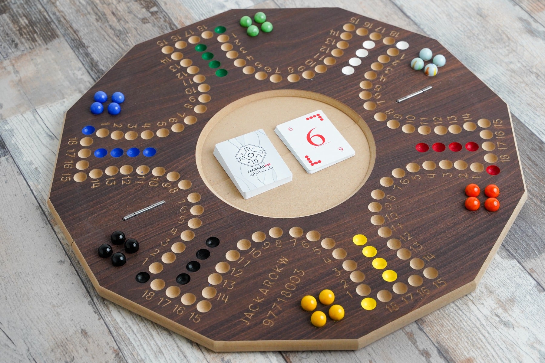 Jackaro Circle Shape Foldable & Numbered Board - 6 Players - Brown