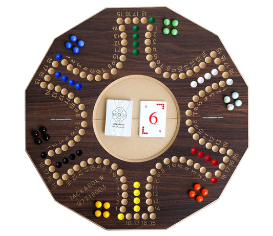 Jackaro Circle Shape Foldable & Numbered Board - 6 Players - Brown