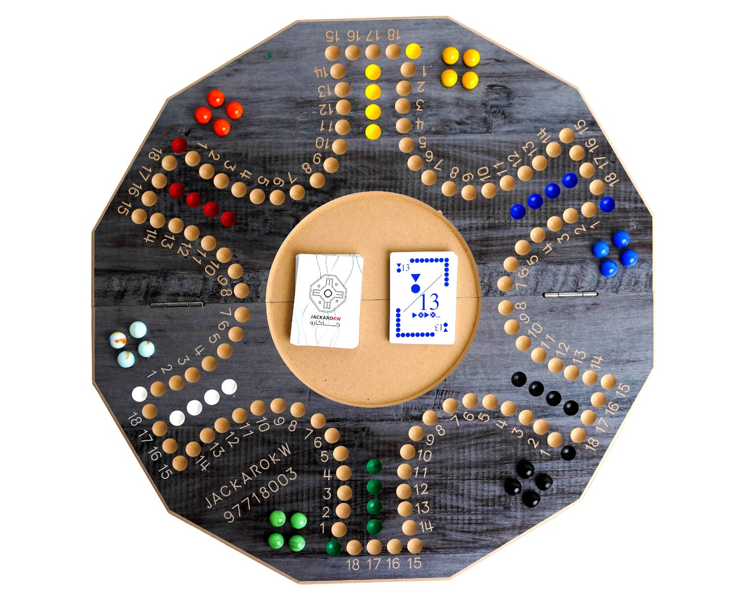 Jackaro Circle Shape Foldable & Numbered Board - 6 Players - Dark Gray