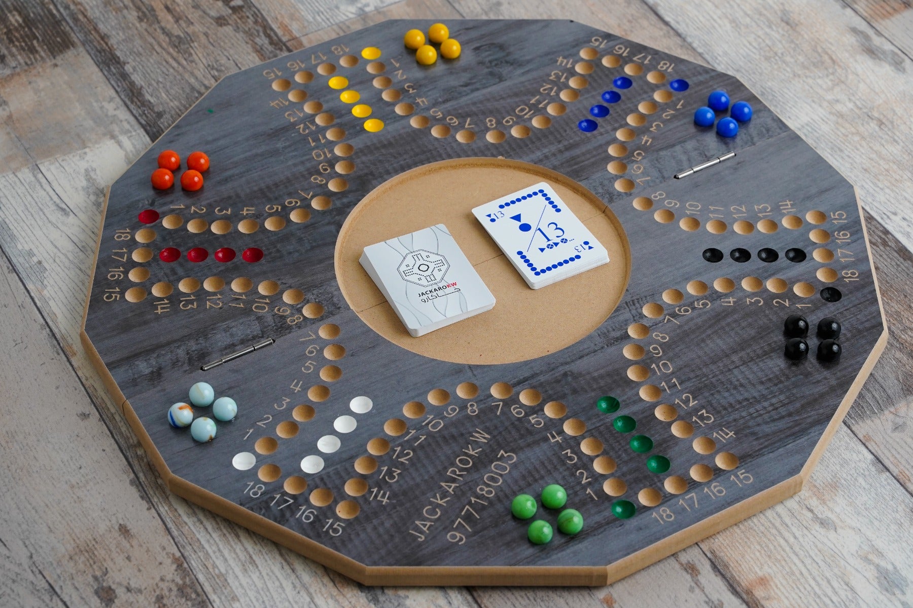 Jackaro Circle Shape Foldable & Numbered Board - 6 Players - Dark Gray