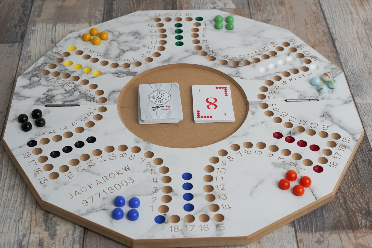 Jackaro Circle Shape Foldable & Numbered Board - 6 Players - Marble
