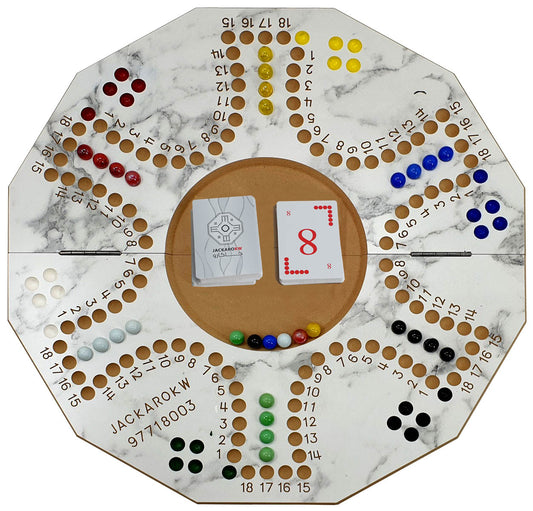Jackaro Circle Shape Foldable & Numbered Board - 6 Players - Marble