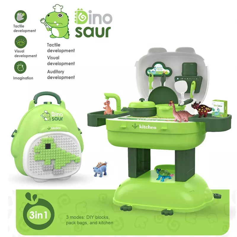 Dinosaur Backpack Kitchen 3 In 1- 36 Pieces