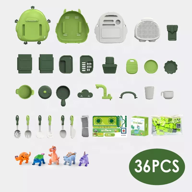 Dinosaur Backpack Kitchen 3 In 1- 36 Pieces
